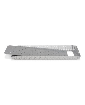Forma dreptunghiulara perforata pentru tarta, baza detasabila, otel, 35x11 cm, colectia SilverTop - PATISSE